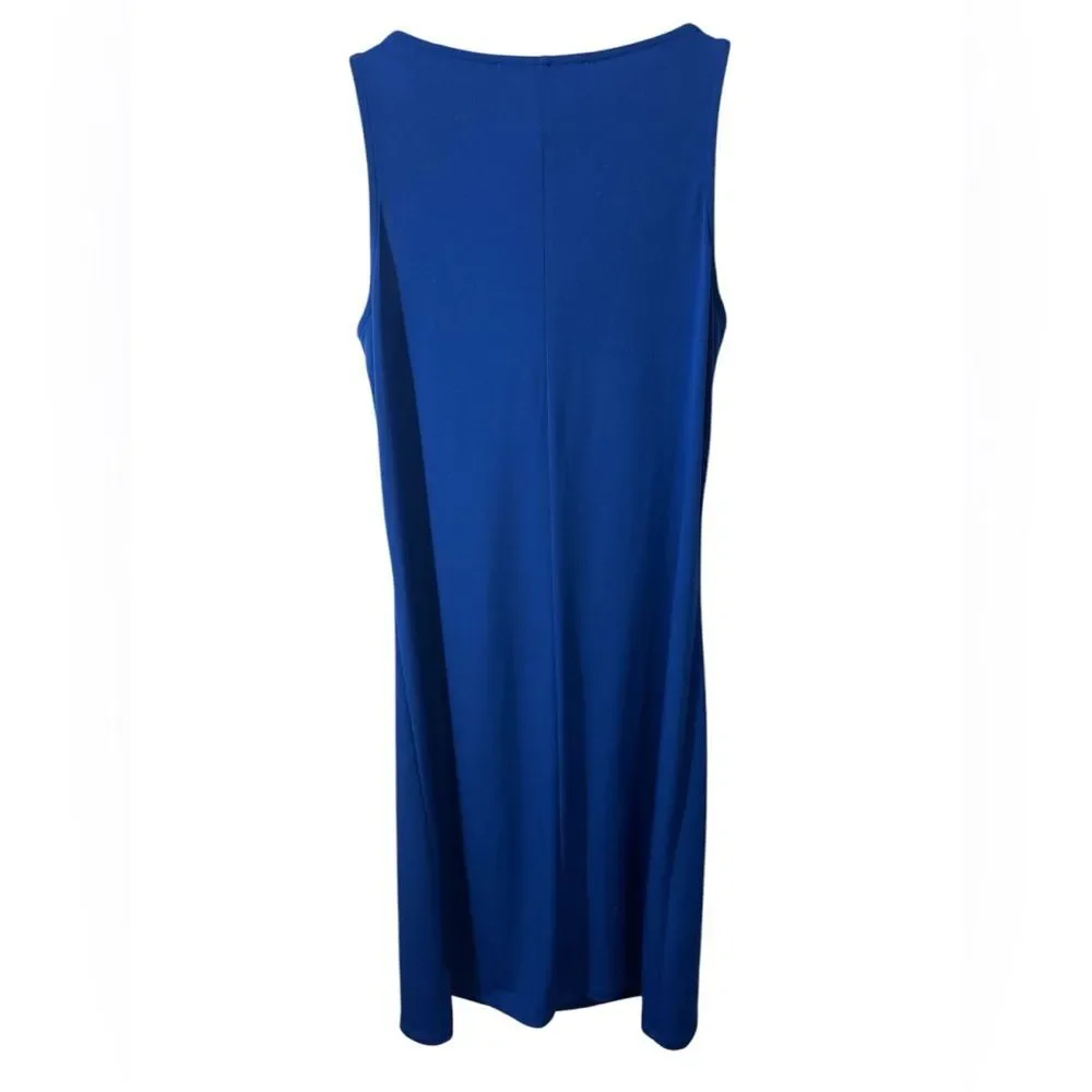 Michael Kors Sheath Dress Leather Buckle Straps Cobalt Blue Size Small Cocktails
